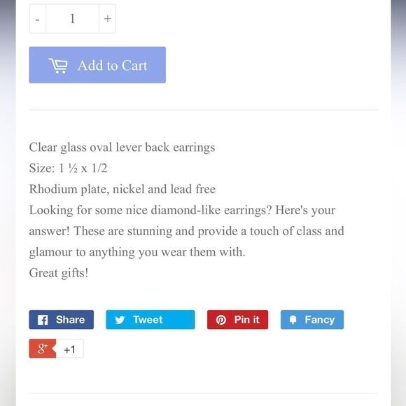 NWT - Large Oval Cut Cubic Zirconia Silver Earrings Lever Backing - Nickel Free - Picture 5 of 7